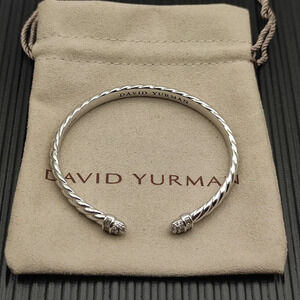 David Yurman 6.2mm Silver Gold Engraved Cable Bracelet